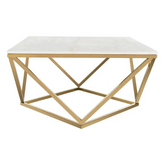 The Attic Atelier Metal and Marble Coffee Table Gold
